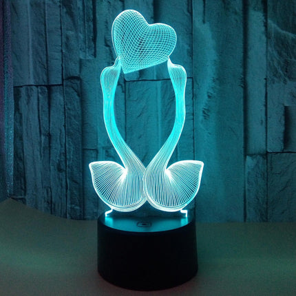 Optical Illusion 3D Love Swan Night Light 16 Color.