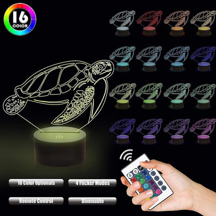 3D Turtle Night Light Optical Illusion Lamp with 1.