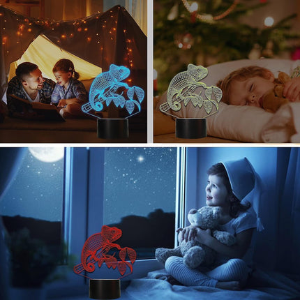 Chameleon  Animal 3D Night Light Illusion Lamp for.