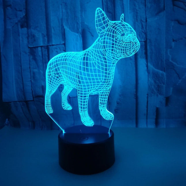 JUSCH 3D Bulldog Night Light 16 Colors Changing Optical Illusion Lamp with Remote Birthday  Valentine's Day Gift Idea for babies Boys Girls B091-182.