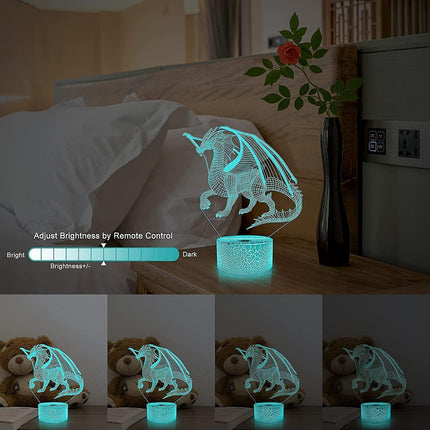 3D Dragon Lamp Night Light 3D Illusion lamp  16 Color.