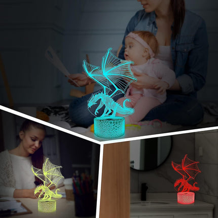 3D Dragon Lamp Night Light 3D Illusion lamp  16 Color.