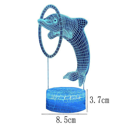 Dolphin series 3D night light remote controlled table lamp with LED color transition.