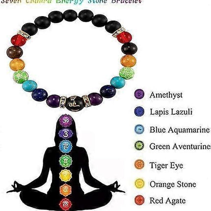 Bracelets for Women 8mm Chakra Natural Stone Bracelet Lava Rock 7 Chakras Crystals and Healing Stones Bracelets Stress Relief Yoga Anxiety Bead Bracel.