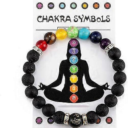 Bracelets for Women 8mm Chakra Natural Stone Bracelet Lava Rock 7 Chakras Crystals and Healing Stones Bracelets Stress Relief Yoga Anxiety Bead Bracel.