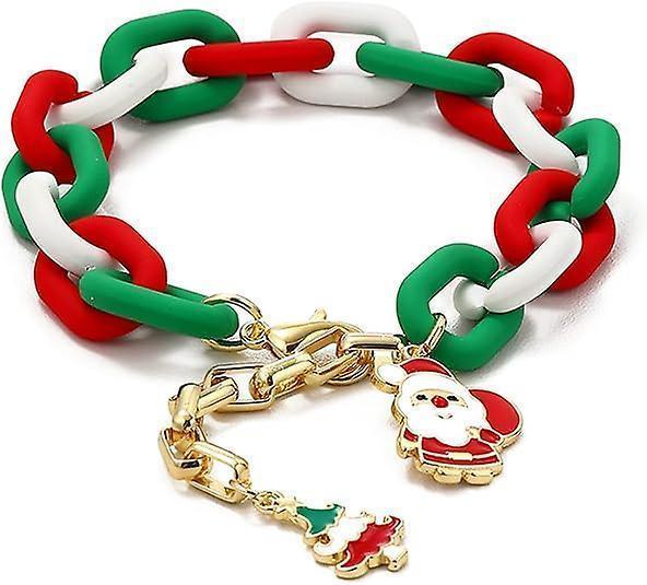 Christmas Beaded Pendant Bracelet Adjustable Christmas Tree Claus Snowman Crystal Imitation Pearl Pendant Chain Bracelet For Women Christmas Gifts.