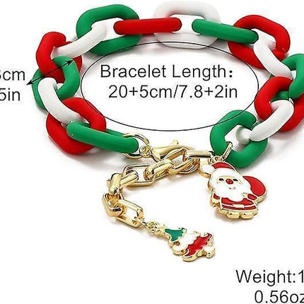 Christmas Beaded Pendant Bracelet Adjustable Christmas Tree Claus Snowman Crystal Imitation Pearl Pendant Chain Bracelet For Women Christmas Gifts.