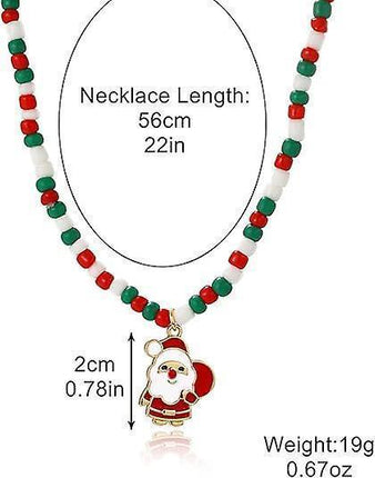 Christmas Beaded Pendant Bracelet Adjustable Christmas Tree Claus Snowman Crystal Imitation Pearl Pendant Chain Bracelet For Women Christmas Gifts.