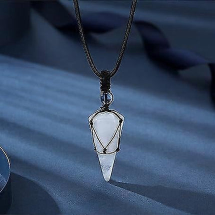 Crystal Necklace for Men Women Healing Crystal Stone Bar Pendant Necklace Adjustable Rope Necklace Natural Gemstone Necklace Jewelry.