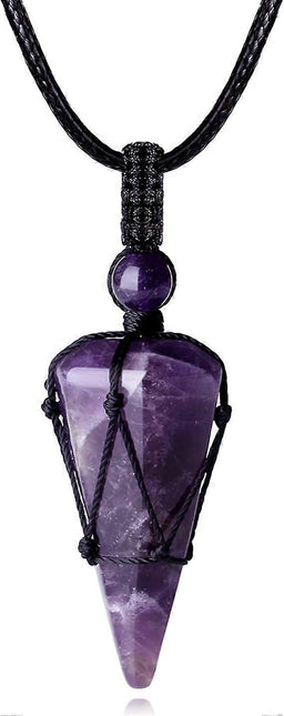 Crystal Necklace for Men Women Healing Crystal Stone Bar Pendant Necklace Adjustable Rope Necklace Natural Gemstone Necklace Jewelry.