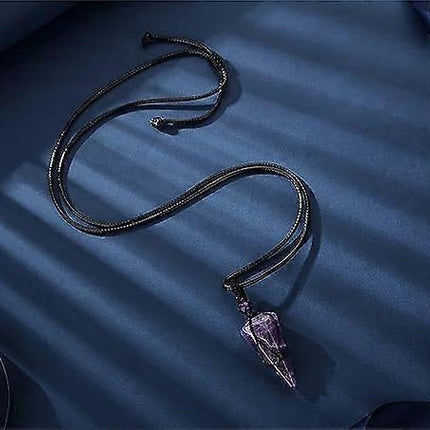 Crystal Necklace for Men Women Healing Crystal Stone Bar Pendant Necklace Adjustable Rope Necklace Natural Gemstone Necklace Jewelry.