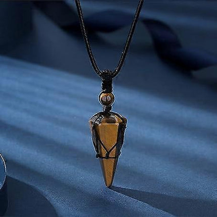 Crystal Necklace for Men Women Healing Crystal Stone Bar Pendant Necklace Adjustable Rope Necklace Natural Gemstone Necklace Jewelry.
