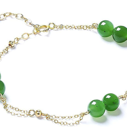 Feng Shui Hetian Jasper Bracelet Wealth Bracelet With 14k Gold Natural Authentic Green Gem Crystal Reiki Amulet Good Fortune Lucky Wealth Bracelet Men.