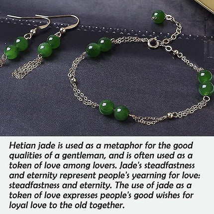 Feng Shui Hetian Jasper Bracelet Wealth Bracelet With 14k Gold Natural Authentic Green Gem Crystal Reiki Amulet Good Fortune Lucky Wealth Bracelet Men.