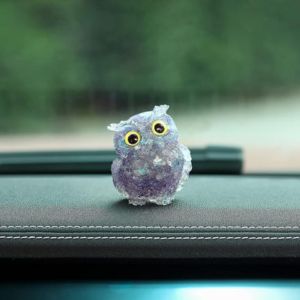 Hand Carved Natural Crystal Owl Statue Reiki Healing Gemstone Animal Figurines Home Office Car Decoration Best Gifts 2.4 Inch.
