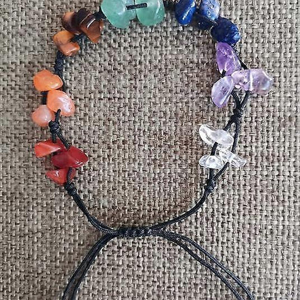 Handmade Natural Gemstones Bracelet 7 Chakras Healing Crystals Bracelet Yoga Stone Beads Bracelets Meditation Bangle for Womens Mens.