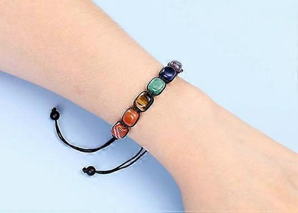 Healing Crystal Bead Bracelet Women Natural Gemstones Yoga Reiki Chakras Stone Beads Anxiety Braided Bracelet Adjustable Jewelry Men Gifts.