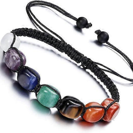 Healing Crystal Bead Bracelet Women Natural Gemstones Yoga Reiki Chakras Stone Beads Anxiety Braided Bracelet Adjustable Jewelry Men Gifts.