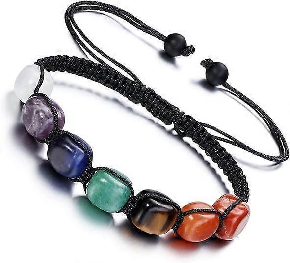 Healing Crystal Bead Bracelet Women Natural Gemstones Yoga Reiki Chakras Stone Beads Anxiety Braided Bracelet Adjustable Jewelry Men Gifts.