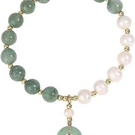 Healing Crystal Bracelet Gold Wealthy Lucky Pearl Feng Shui Jade Bracelet for Women.