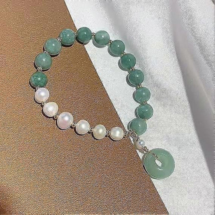 Healing Crystal Bracelet Gold Wealthy Lucky Pearl Feng Shui Jade Bracelet for Women.