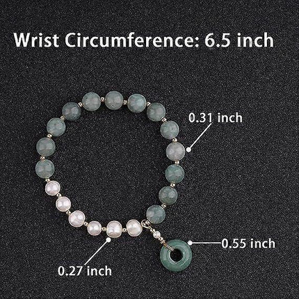 Healing Crystal Bracelet Gold Wealthy Lucky Pearl Feng Shui Jade Bracelet for Women.