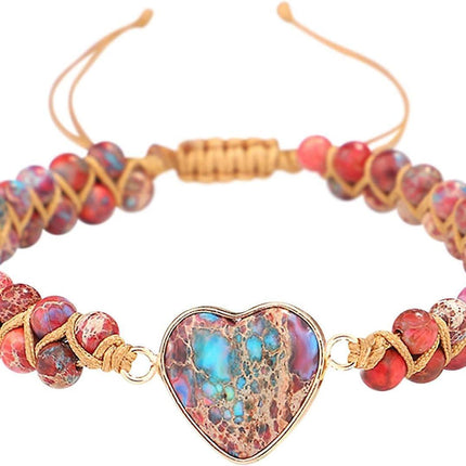 Healing Stone Bracelet Beads Yoga Bracelet Turquoise Natutal Stone Chakra Crystal Energy Heart Charm Bracelet Handmade.