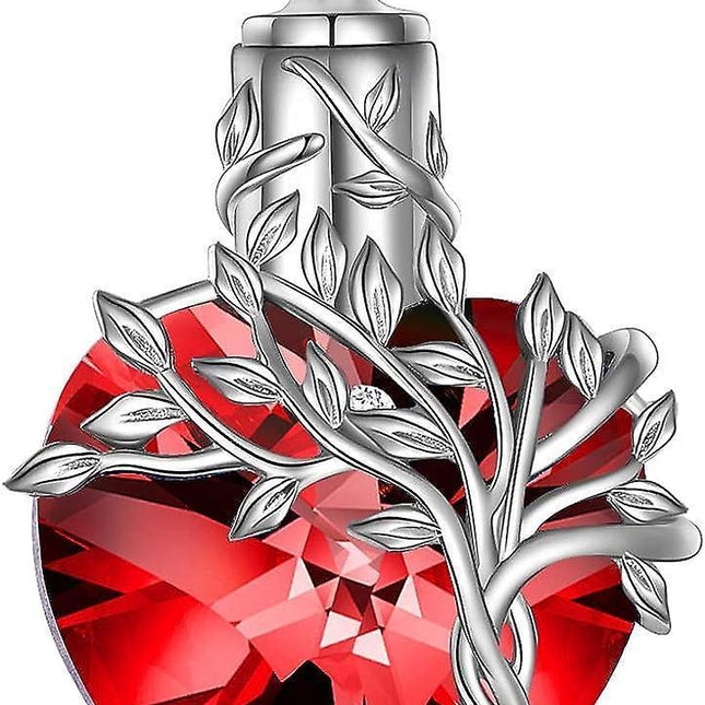 Heart Tree Of Life Urn Necklace For Ashes Sterling Silver Cremation Jewelry With Crystal W/funnel Filler Memorial Jewelry Gifts For Women Girls.