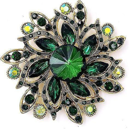 Vintage Women's Austrian Crystal Elegant Flower Brooch Wedding Broach Pin.
