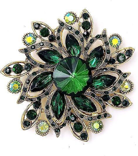 Vintage Women's Austrian Crystal Elegant Flower Brooch Wedding Broach Pin.