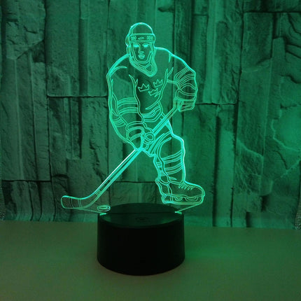 3D Night Lights Ice Hockey Athlete 3D Illusion Bed.