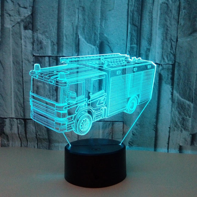 3D Night Light Fire Fighting Illusion Lamp with Re.