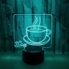 3D Coffee Night Light  Led Light Optical Illusion.