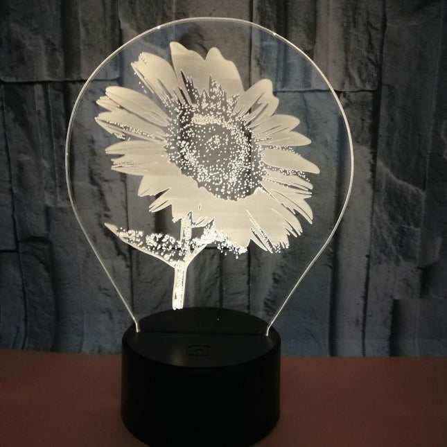 3D Sunflower Night Light Touch Table Desk Optical Illusion Lamps 7 Color Changing Lights Home Decoration Xmas Birthday Gift B091-223.