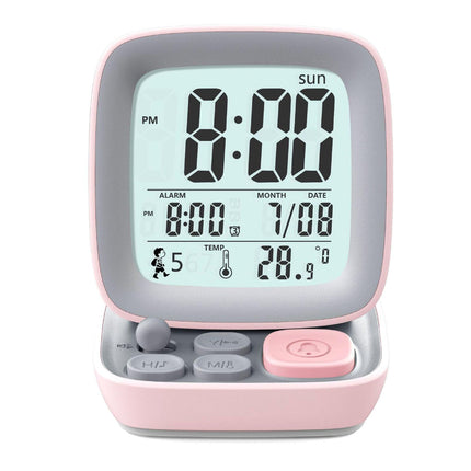 500mAh Alarm Clock Mute Battery Operated ABS Snooze Chargeable Digital Clock for babies - Pink.