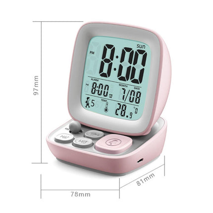 500mAh Alarm Clock Mute Battery Operated ABS Snooze Chargeable Digital Clock for babies - Pink.