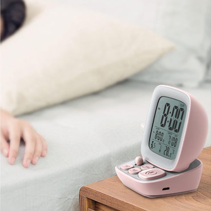 500mAh Alarm Clock Mute Battery Operated ABS Snooze Chargeable Digital Clock for babies - Pink.