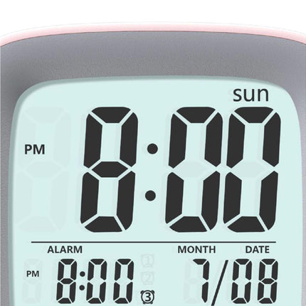500mAh Alarm Clock Mute Battery Operated ABS Snooze Chargeable Digital Clock for babies - Pink.