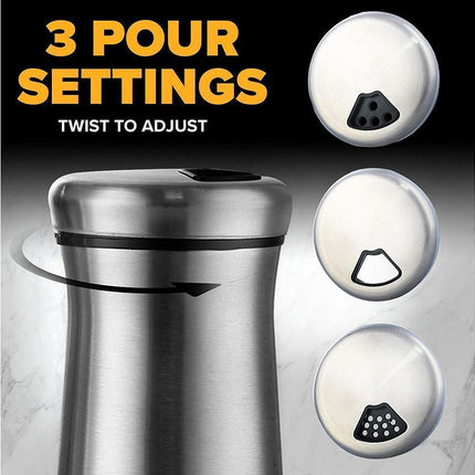 Salt Spice Shaker Dispenser Adjustable Pour Holes Stainless Steel Pepper Box Can-Silver.
