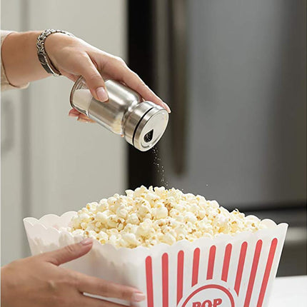 Salt Spice Shaker Dispenser Adjustable Pour Holes Stainless Steel Pepper Box Can-Silver.