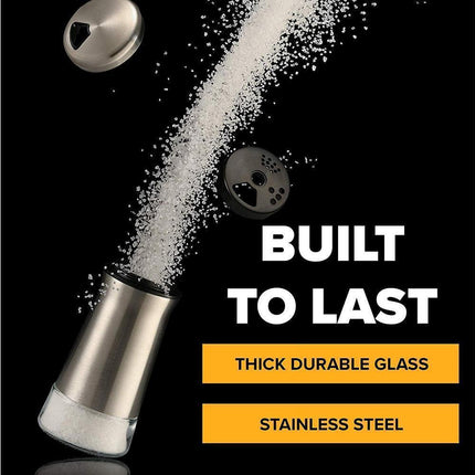 Salt Spice Shaker Dispenser Adjustable Pour Holes Stainless Steel Pepper Box Can-Silver.