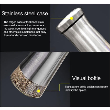 Salt Spice Shaker Dispenser Adjustable Pour Holes Stainless Steel Pepper Box Can-Silver.