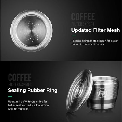 Stainless Steel Reusable Coffee Capsules with Press Coffee Tamper Refillable Coffee Pod Filter for Nespresso.