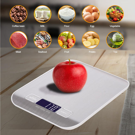 Kitchen Scale Digital Food Scale 5KG Measuring Range for Cooking Baking g lb oz ml kg Milk ml Stainless Steel Rechargeable.