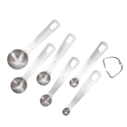 6Pcs Stainless Steel Measuring Spoons Set Measure Baking Coffee Kitchen Tool.