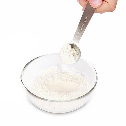 6Pcs Stainless Steel Measuring Spoons Set Measure Baking Coffee Kitchen Tool.