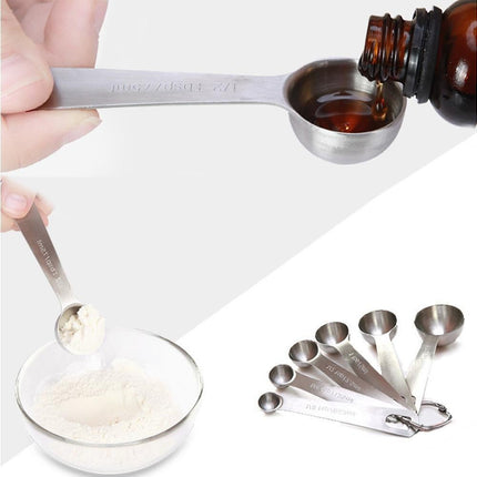 6Pcs Stainless Steel Measuring Spoons Set Measure Baking Coffee Kitchen Tool.