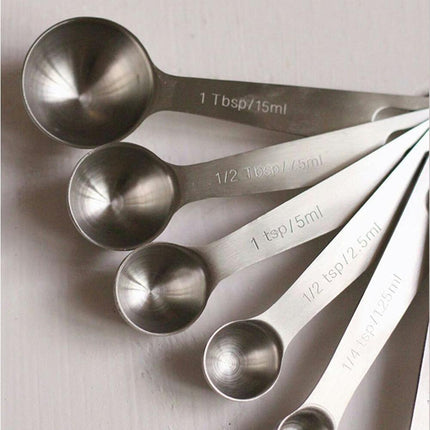 6Pcs Stainless Steel Measuring Spoons Set Measure Baking Coffee Kitchen Tool.