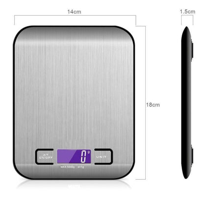 Rechargeable stainless steel electronic weighing kitchen electronic scale 5kg household food scale small gram called baking kitchen scale.