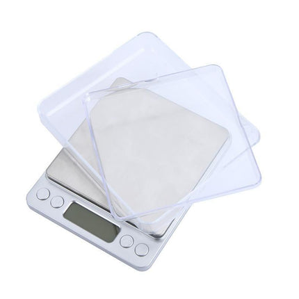 High Accuracy Mini Electronic Digital Platform Jewelry Scale Weighing Balance with Two Trays Portable 500g/0.01g Counting Function Blue LCD.